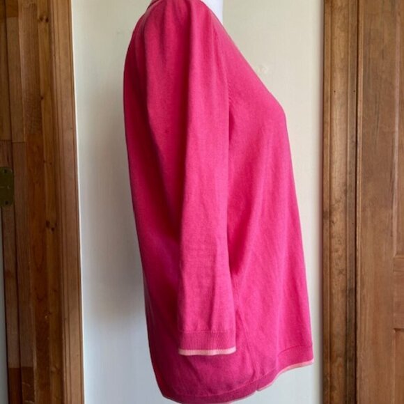 TALBOTS Charming Cardigan Bi Color Pink 3/4 Sleeve Sweater - Picture 5 of 16